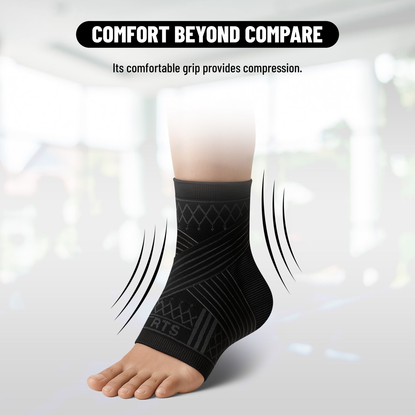 Endless Slip-in Ankle Support Brace Pair | Schwarz | Material: Neopren & Polyester | Für Plantar Fasciitis Neorapathy Relief Sport für Männer & Frauen | Schmerzlinderung, Gym, Sport, Übung, Training, Radfahren