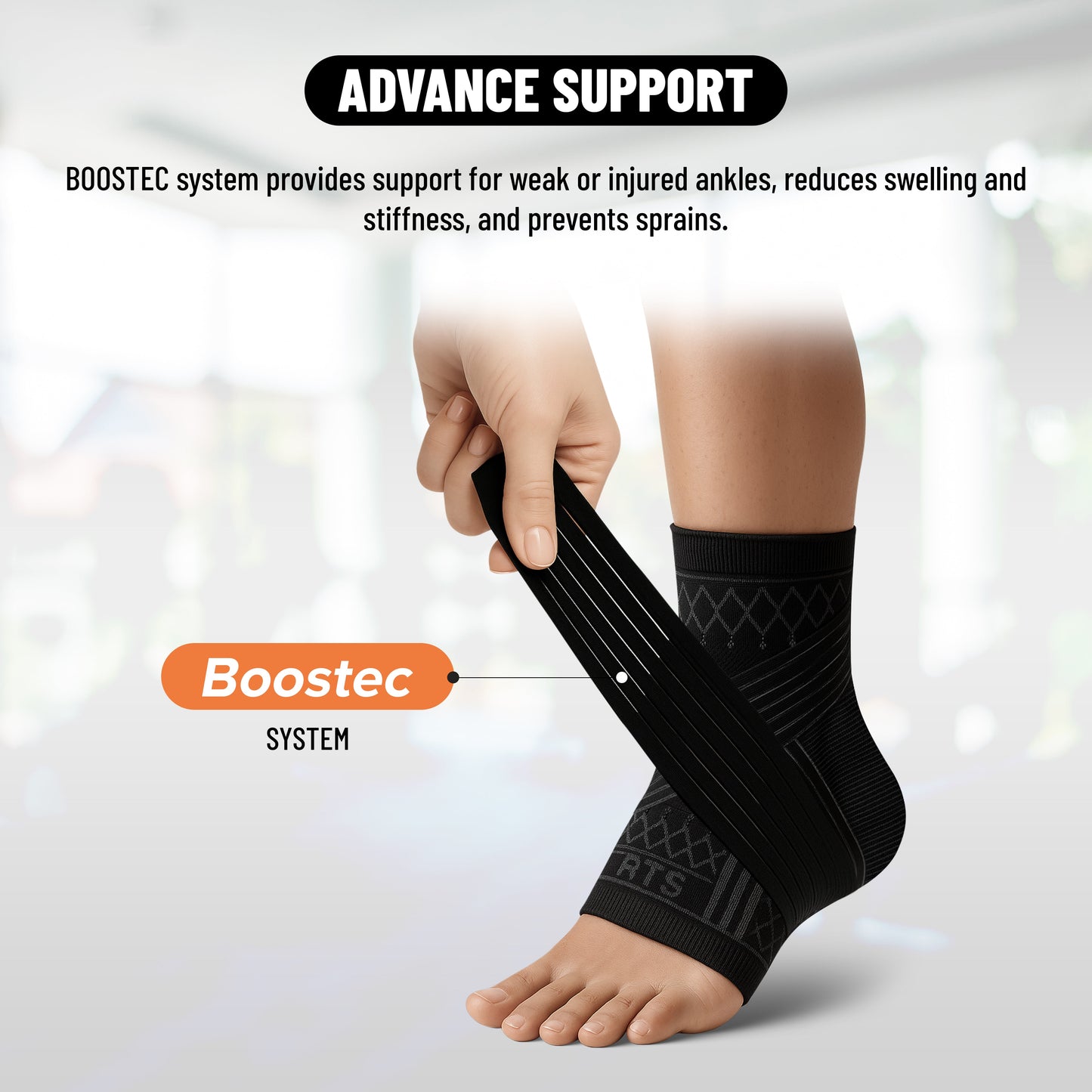 Endless Slip-in Ankle Support Brace Pair | Schwarz | Material: Neopren & Polyester | Für Plantar Fasciitis Neorapathy Relief Sport für Männer & Frauen | Schmerzlinderung, Gym, Sport, Übung, Training, Radfahren