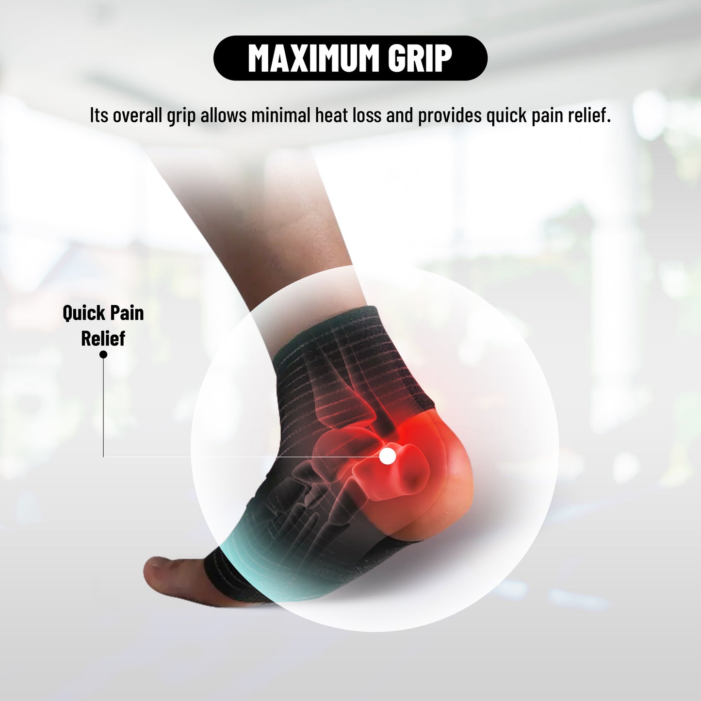 Endless Slip-in Ankle Support Brace Pair | Schwarz | Material: Neopren & Polyester | Für Plantar Fasciitis Neorapathy Relief Sport für Männer & Frauen | Schmerzlinderung, Gym, Sport, Übung, Training, Radfahren