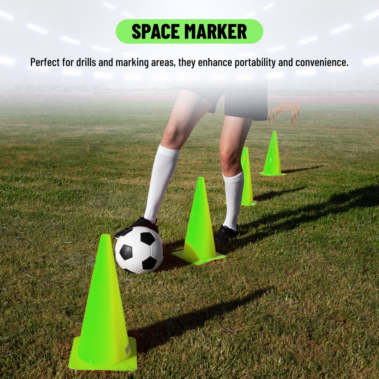 Endless Fußball Kegel von 12 Pcs | Multicolor | Kunststoff | Sporttraining Agility Feld Marker Kegel für Skating Basketball Fußball Praxis Drills | Geeignet für Indoor & Outdoor Games Hindernis