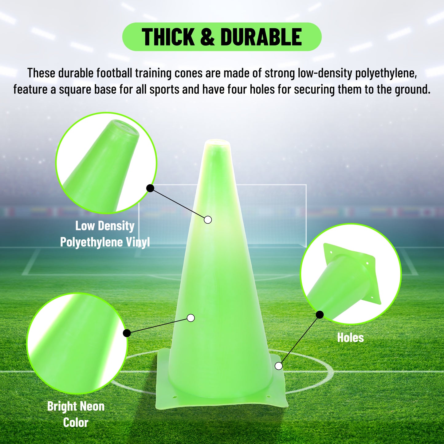 Endless Fußball Kegel von 12 Pcs | Multicolor | Kunststoff | Sporttraining Agility Feld Marker Kegel für Skating Basketball Fußball Praxis Drills | Geeignet für Indoor & Outdoor Games Hindernis
