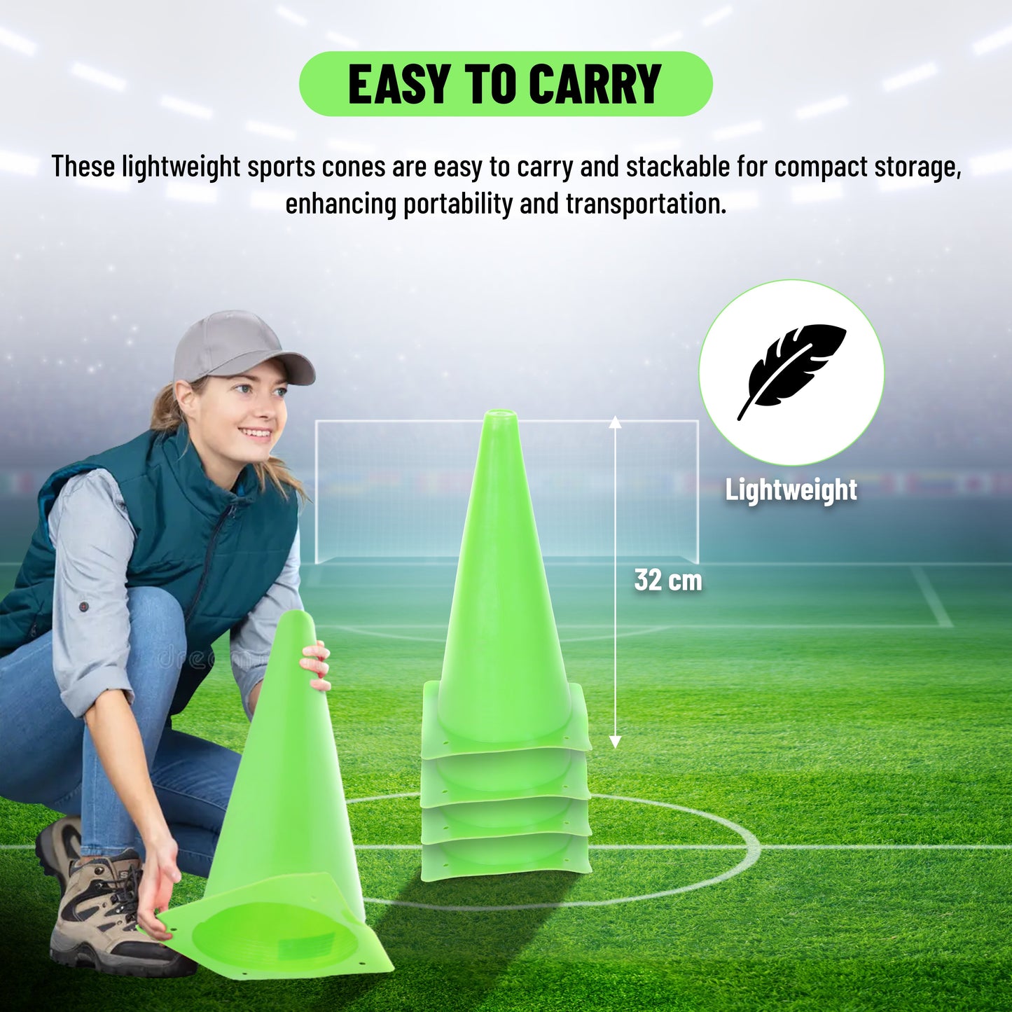 Endless Fußball Kegel von 12 Pcs | Multicolor | Kunststoff | Sporttraining Agility Feld Marker Kegel für Skating Basketball Fußball Praxis Drills | Geeignet für Indoor & Outdoor Games Hindernis