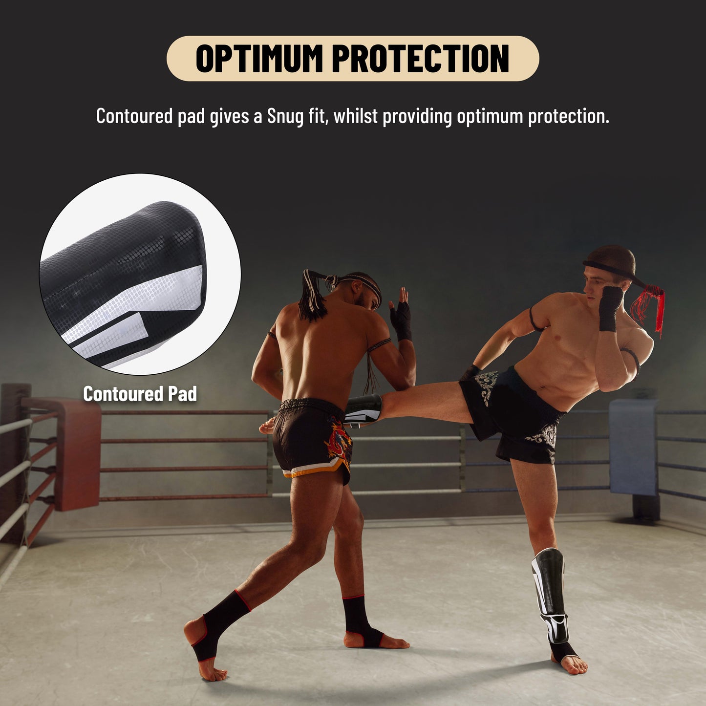 Endless Martial Arts Schienbeinschützer | Material: Kunstleder | Verstellbare thailändische Beinschützer mit Spannschutz für Kickboxen, MMA Training & Sparring | Professionelle MMA Ausrüstung | Männer & Jungen