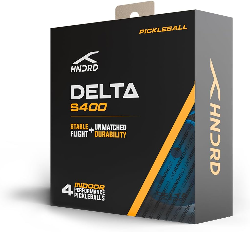 Hundred Delta S400 Pickleball-Bälle | Pickleballs für Hallenturniere | 26 präzisionsgebohrte Löcher | Langlebig und gleichmäßiger Sprung | Gut sichtbare blaue Farbe | 4er-Pack
