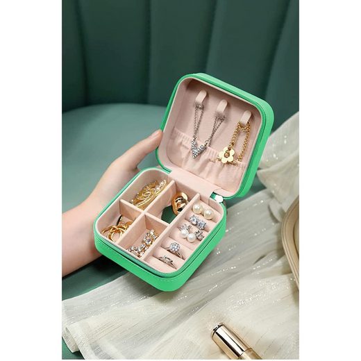 YouBella Jewellery Organiser PU Leder Zip Portable Storage Box Case mit Dividers Container für Ringe, Ohrringe, Halsketten, Home Organizer, Einheitsgröße, Kunstleder