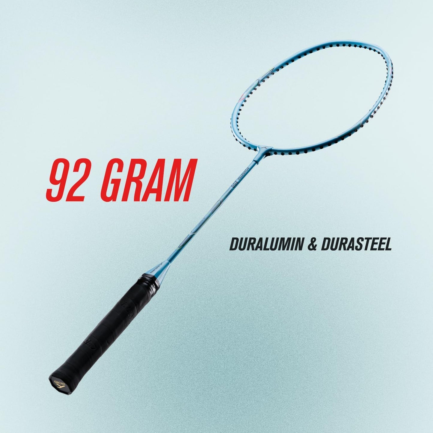 HUNDRED Powertek 200 PRO Badminton Racket with Head Cover (Size: Standard, Grip Size: G5) | Strung | Material: Aluminum | For advanced players | Weight: 95 grams | Maximum string tension - 18-20lbs