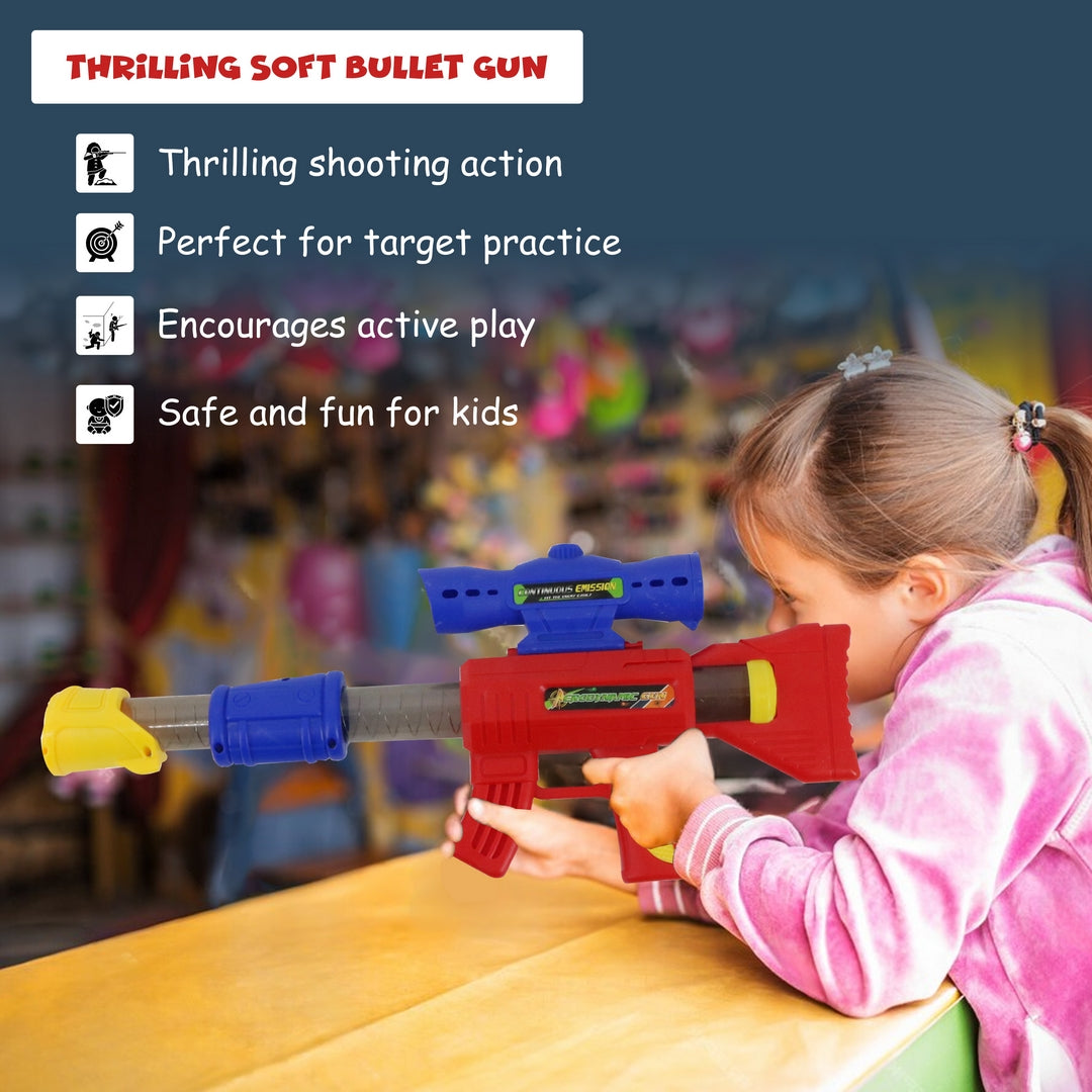 FUNFY Aerodynamic Softball Gun with 8 Softballs and 3 Cans | Multicolored | Foam and Plastic | Air Popper, perfect for target practice | Fun and safe shooting | for children