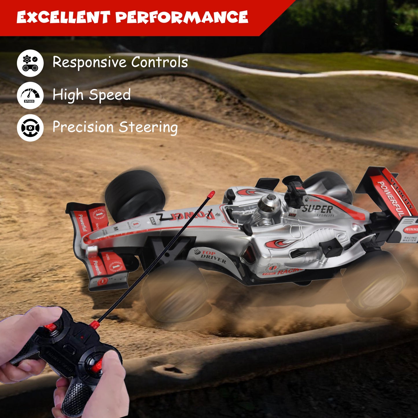 FUNFY F1 Racing Car in 1:12 Scale | 4WD RC | Black | Plastic | Exciting and realistic racing experience for children