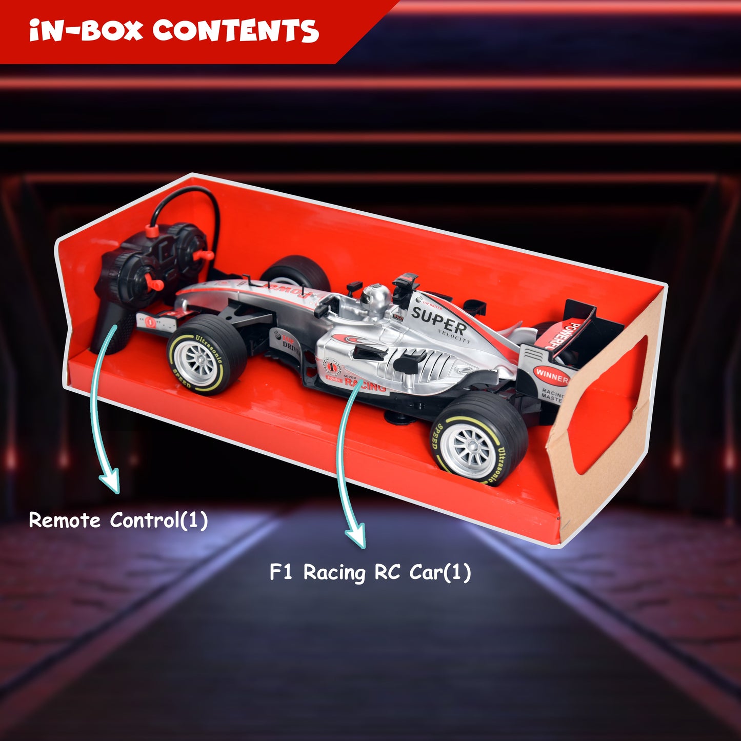 FUNFY F1 Racing Car in 1:12 Scale | 4WD RC | Black | Plastic | Exciting and realistic racing experience for children
