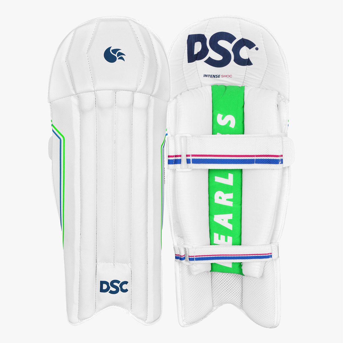 DSC Intense Shoc Cricket Wicket Keeping Legguard | Color: White | Material: PVC | for Men & Boys | Mesh Instep | Highly Comfortable | Perfect Fit | Low Density Foam in The Bolsters