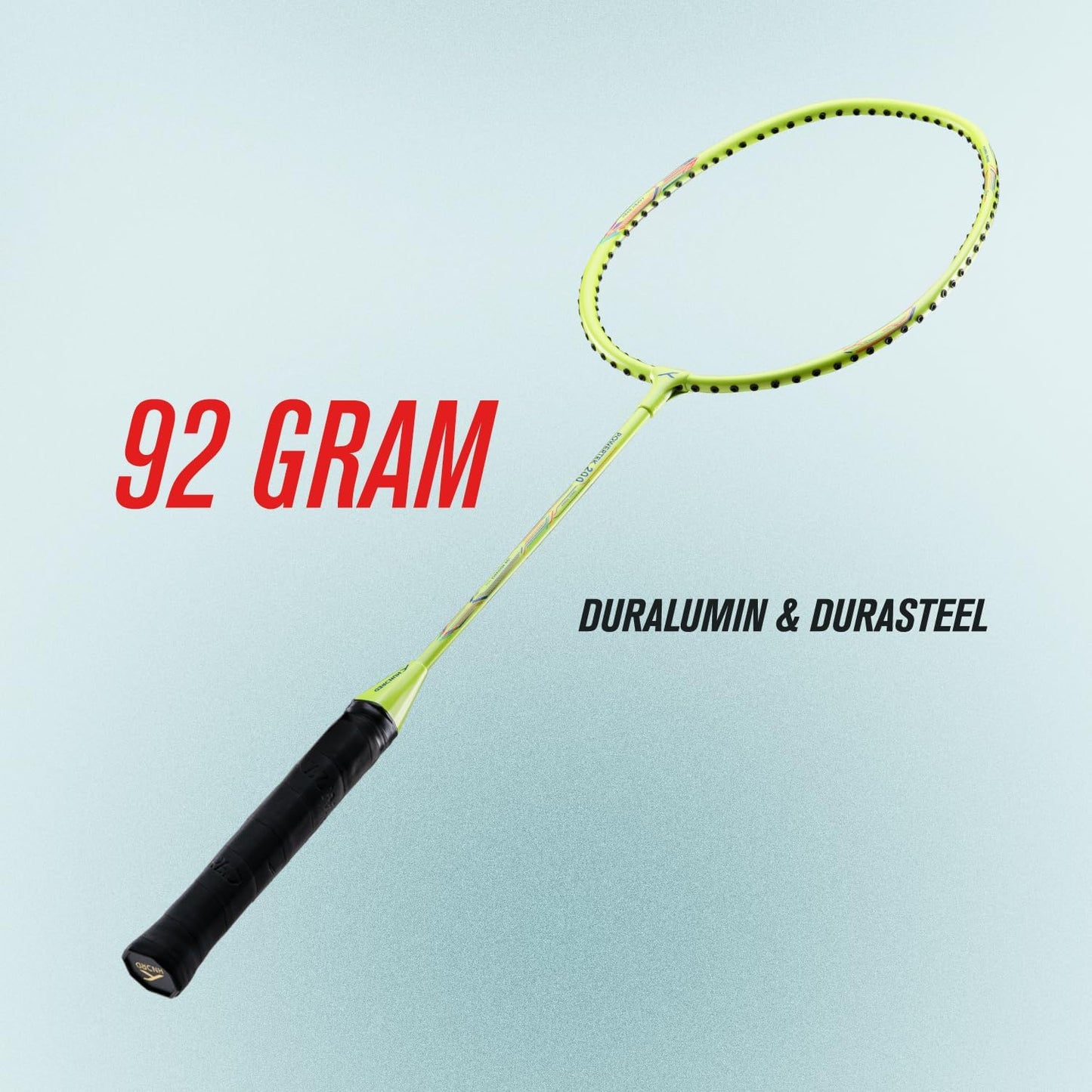 HUNDRED Powertek 200 PRO Badminton Racket with Head Cover (Size: Standard, Grip Size: G5) | Strung | Material: Aluminum | For advanced players | Weight: 95 grams | Maximum string tension - 18-20lbs