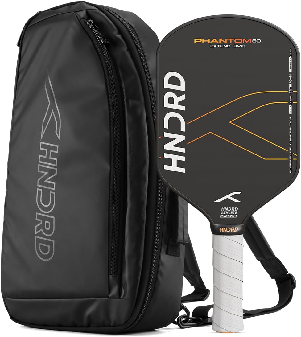 Hundred Phantom 80 EXTEND Pickleball-Schläger | Japanische Rohkarbonfaser | Schwarz/Orange | Optimiert für Kontrolle und Spin | Leichter Schläger mit komfortablem Griff