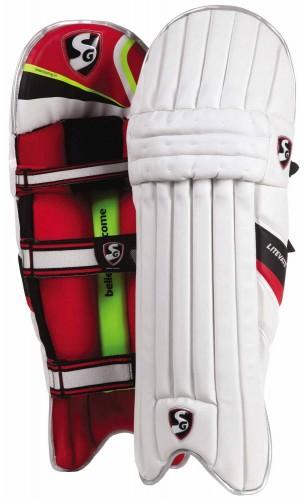 SG Litevate Batting Leg Guard für Männer & Jungen | Farbe: Weiß | Verschlusstyp: Haken und Schlaufen | Beinschutz für Cricket | Cricket-Sicherheitsausrüstung | Cricket-Pads | Batting Leg Armor