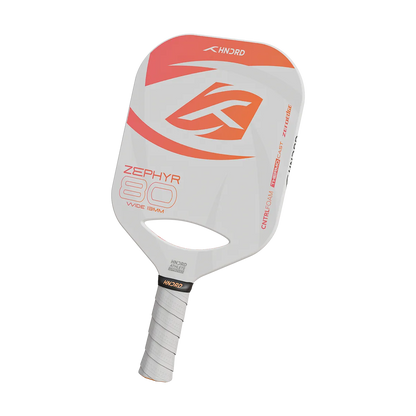 Hundred Zephyr 80 Pickleball-Schläger | Verlängert | 16 mm/13 mm Dicke | USA-zugelassen | Japanische Rohkarbonfaser | Leicht, schnelle Schwunggeschwindigkeit, maximale Kraft und Kontrolle | Weiß-Orang