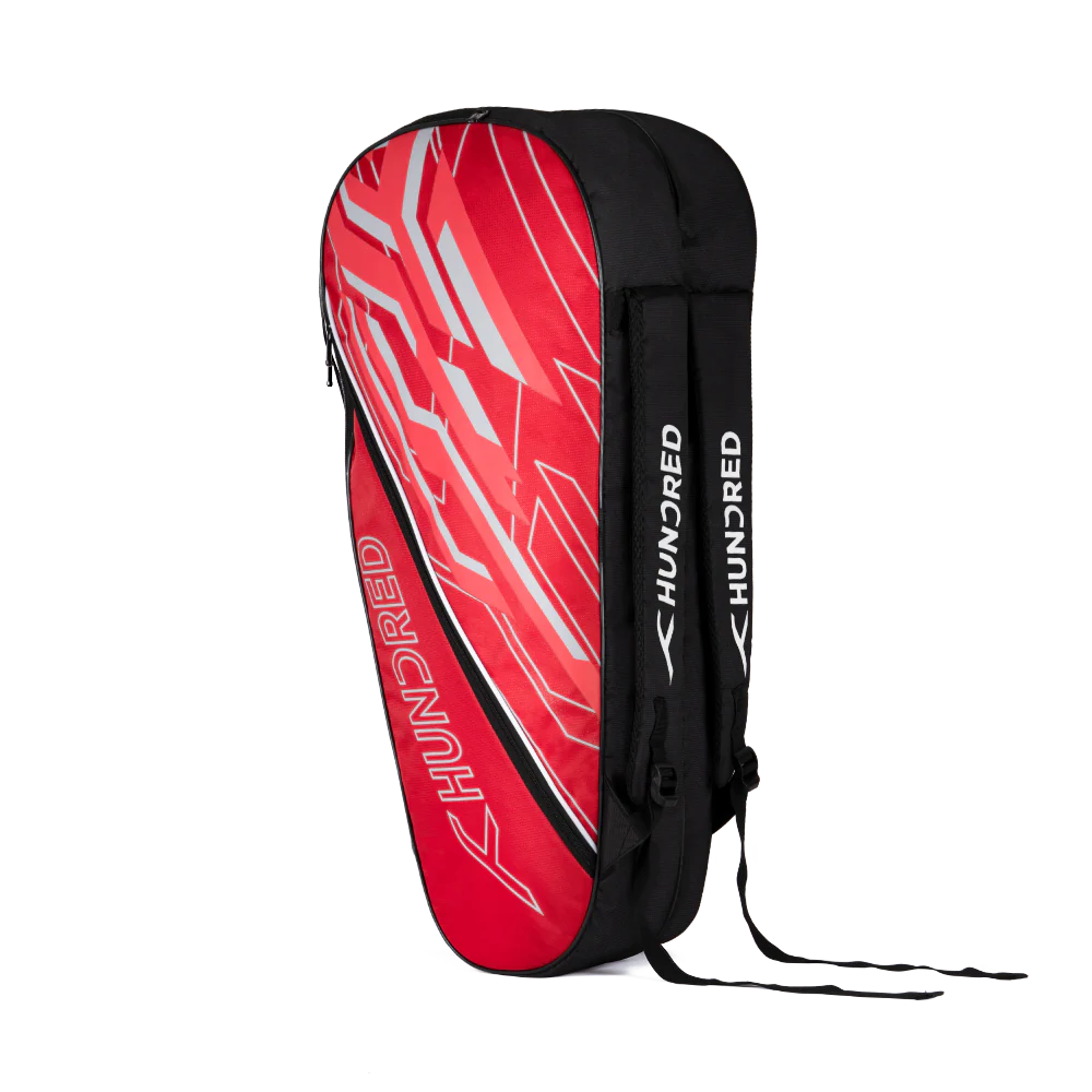 Hundred Two Step Kitbag – Dual Compartment Sports Bag with Front Pouch | Durable Zips, Adjustable Padded Straps & Comfortable Hand Grip | Ideal for Badminton, Tennis & Gym (Red)