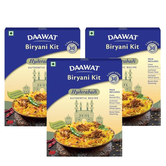 Daawat Biryani-Set Hyderabadi, Lucknowi & Kolkata (3er-Pack) | In 30 Minuten fertig