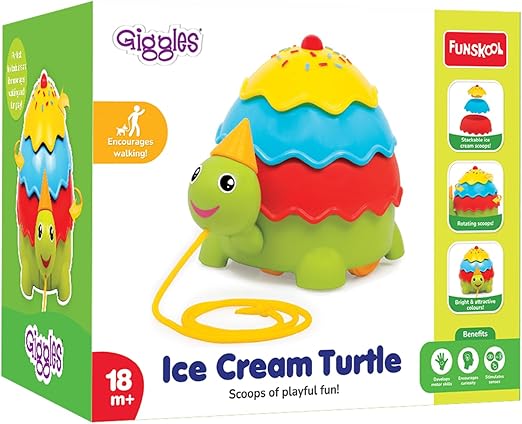 Funskool Giggles Tartaruga Gelato: Ziehspielzeug mit Quetsch- und Sprühfunktion, fördert die motorischen Fähigkeiten, geeignet für Kinder ab 18 Monaten, bunt und ideal für die Kleinen.