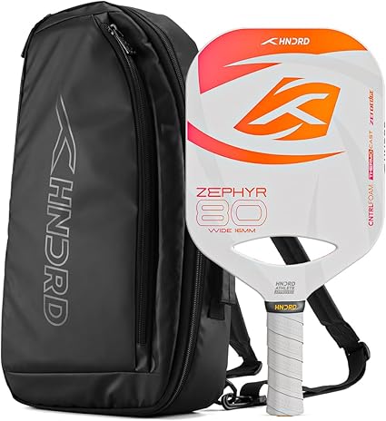 Hundred Zephyr 80 Wide Pickleball-Schläger |  Kontrollspiel | Kostenlose Tasche inklusive (Weiß/Orange)