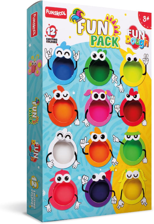 Funskool-Fundough Compound Box of Colours, 600 g, (12 × 50 g) Mehrfarbig, Knete, Spielzeug, Formen, Modellieren, ab 3 Jahren (1731200)