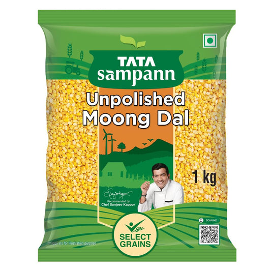Tata Sampann Moong Dal (gelbe Kichererbsen, gespalten) 1 kg | Ungeschälte indische Linsen | Reich an Eiweiß und leicht verdaulich | Ideal für Suppen, Dal, Khichdi und gesunde Mahlzeiten