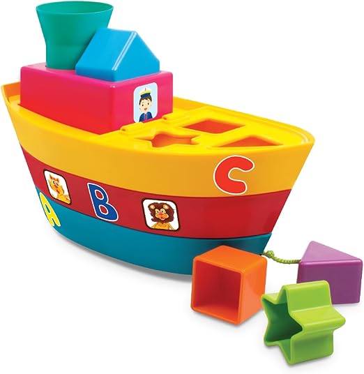 Giggles Funskool Stapelboot, Ziehspielzeug, stapelbares Spielzeug für Kinder, fördert das Lernen und die Entwicklung, lustige Aktivität für Babys, Geschenkset für Kinder, Alter ab 18 Monaten