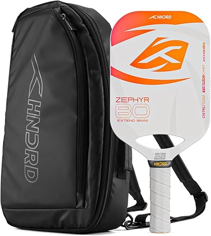 Hundred Zephyr 80 Pickleball-Schläger | Verlängert | 16 mm/13 mm Dicke | USA-zugelassen | Japanische Rohkarbonfaser | Leicht, schnelle Schwunggeschwindigkeit, maximale Kraft und Kontrolle | Weiß-Orang