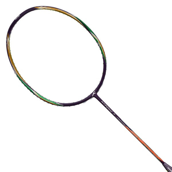 „Hundred HYFONIC 7 (4U) LILA/GRÜN Badmintonschläger, Material: Hyperweave-Kohlefaser,  Griff: G6”