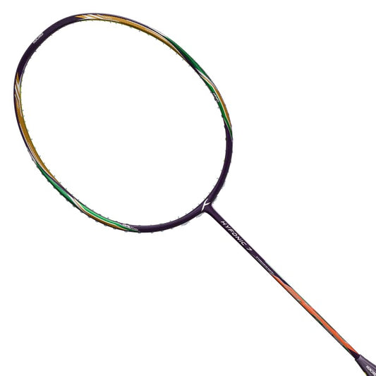 „Hundred HYFONIC 7 (4U) LILA/GRÜN Badmintonschläger, Material: Hyperweave-Kohlefaser,  Griff: G6”