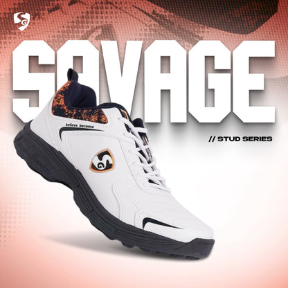 SG SAVAGE STUD Cricket-Schuh | Für Männer & Jungen | Material: Mesh & PVC | Leichtgewicht | Verbesserte Stabilität im Spiel