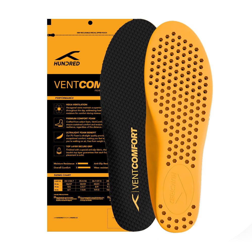 Hundred VentComfort Insoles Breathable Honeycomb Design for Fresh, Dry & Odor-Free Feet