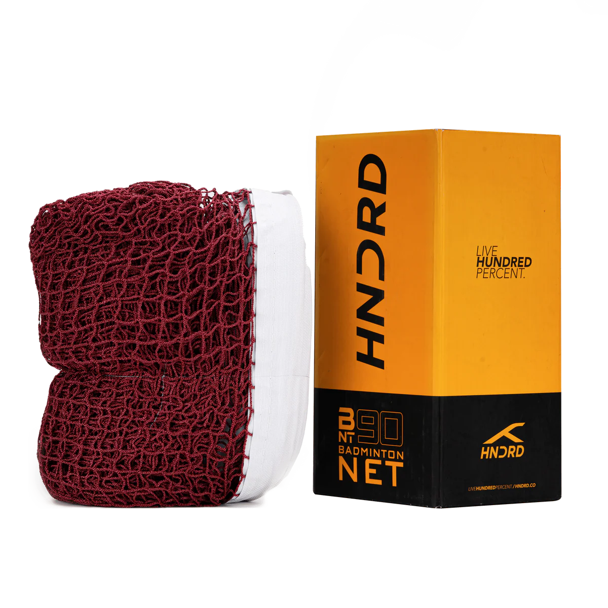 Hundred HD BN-90 Badminton-Netz (braun) – Professionelles Turniernetz mit 1,8 cm Maschenweite und Stahlkernseil
