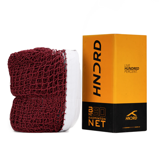 Hundred HD BN-90 Badminton-Netz (braun) – Professionelles Turniernetz mit 1,8 cm Maschenweite und Stahlkernseil