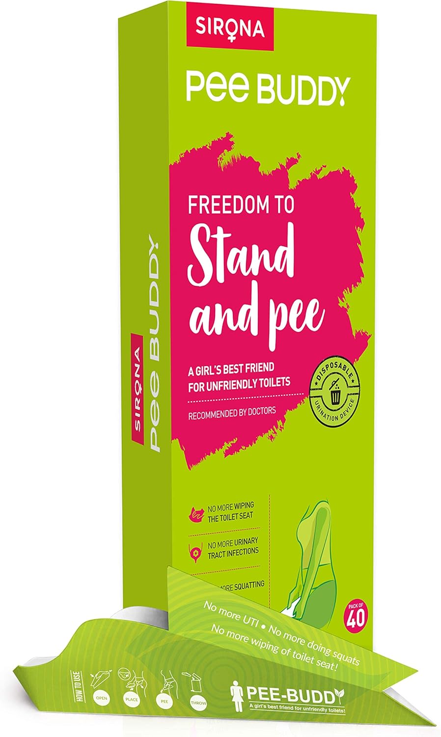 PEE BUDDY Urinal aus Pappe Pipi Trichter für Frauen, Pinkeln im Stehen, Urinierhilfe für Frauen Antibacterial Pipi Trichter für Frauen