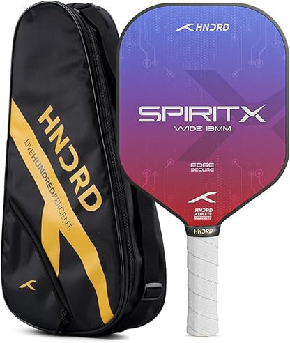 HUNDRED Spirit-X Wide Pickleball-Schläger | 13mm Kern | Power-Play | Inklusive Gratis-Tasche (Blau/Rot)