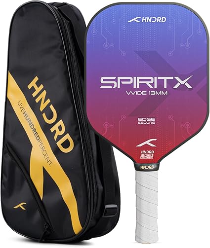 HUNDRED Spirit-X Wide Pickleball-Schläger | 13mm Kern | Power-Play | Inklusive Gratis-Tasche (Blau/Rot)