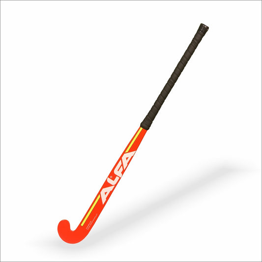 ALFA Y-30 Hockeyschläger | 10 % Carbon | Leicht und langlebig | Extra niedrige Wölbung | Ideal für Präzision und Kontrolle | Farbe: Rot | Größe: 30 Zoll