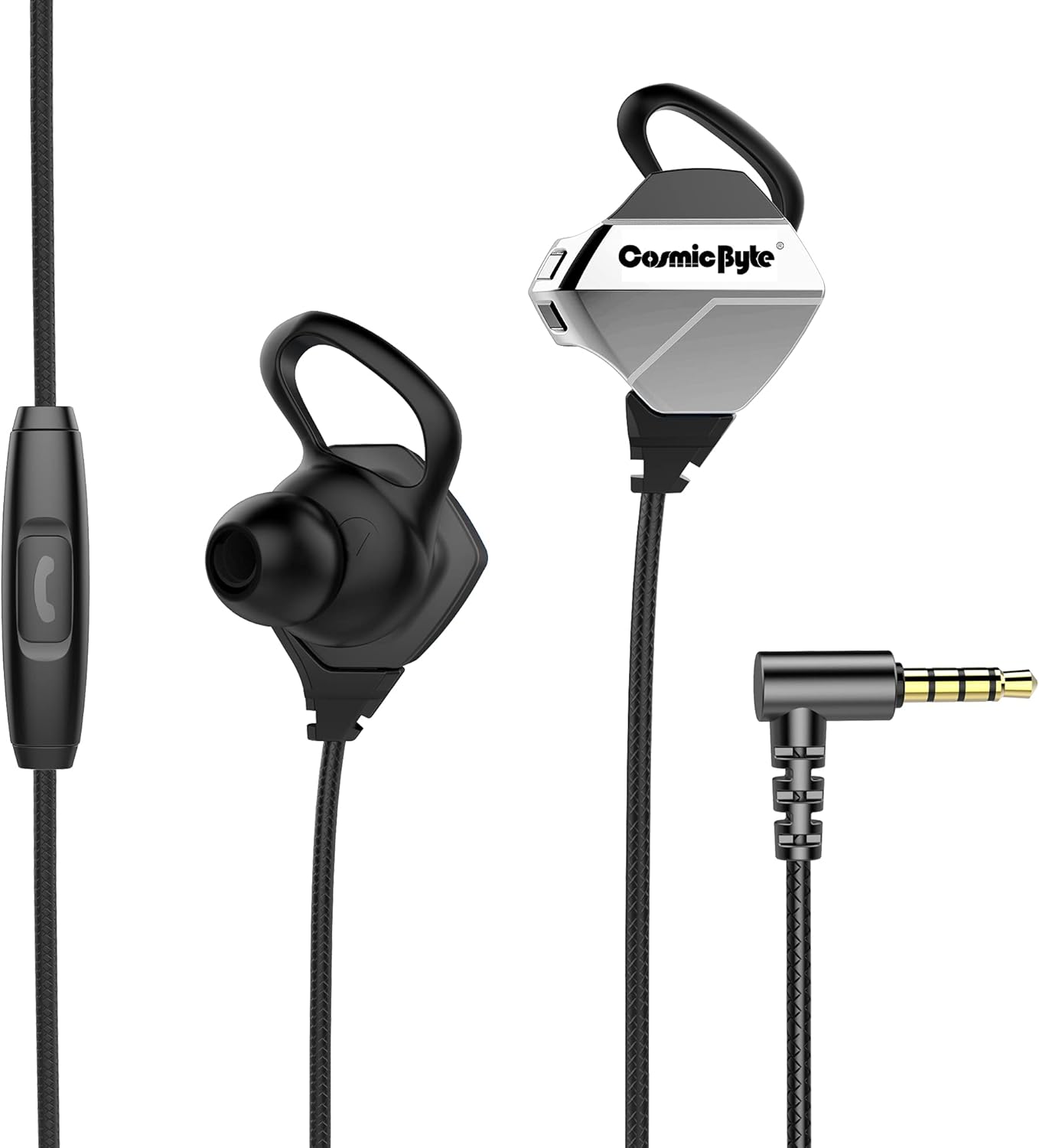 Cosmic Byte CB-EP-04 Gaming Wired In Ear Earphones with Mic with Detachable for PC, PS4, Mobiles, Tablets (Black/Silver)
