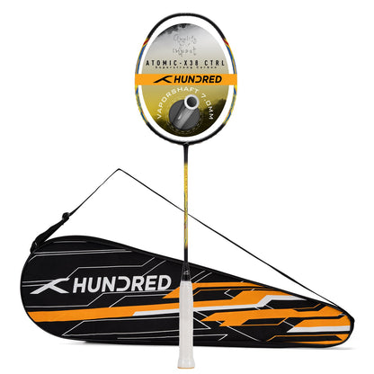 Hundred ATOMIC-X 38 CTRL badminton racket, black/lime