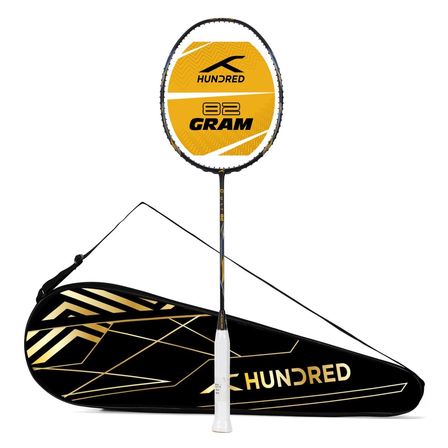 Hundred Cult 82 Carbon Fibre Unstrung Badminton Racket with Full Racket Cover for Intermediate Players
