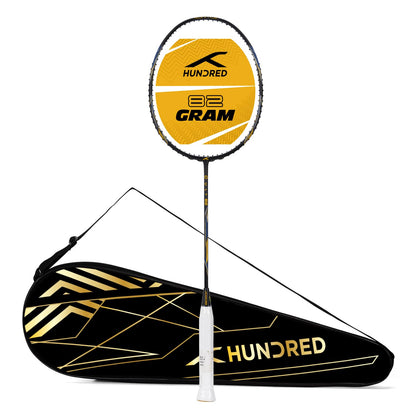 Hundred Cult 82 Carbon Fibre Unstrung Badminton Racket with Full Racket Cover for Intermediate Players

