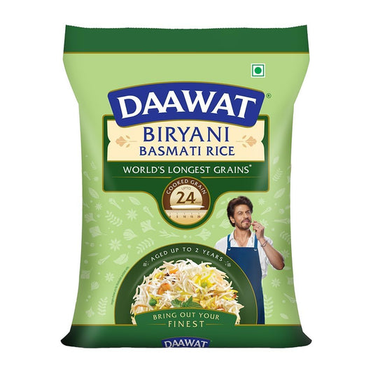 Daawat Biryani Basmatireis | Das längste Reiskorn der Welt dehnt sich um 24 mm aus* | lecker, nicht klebriger und reichhaltiger Duft | natürlich gereift