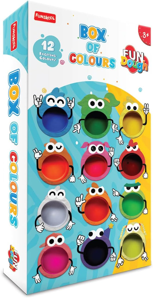 Funskool-Fundough Compound Box of Colours, 600 g, (12 x 50 g) Mehrfarbig, Knete, Spielzeug, Formen, Modellieren, 3 Jahre