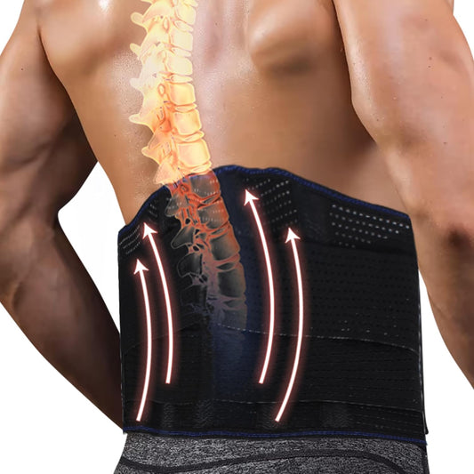 Endless Lumbar Straps for Lower Back Pain Relief with 6 Stays | Black | Material: Acrylonitrile Butadiene Styrene | Back Braces for Herniated Disc, Sciatica | Breathable Belt for Men/Women
