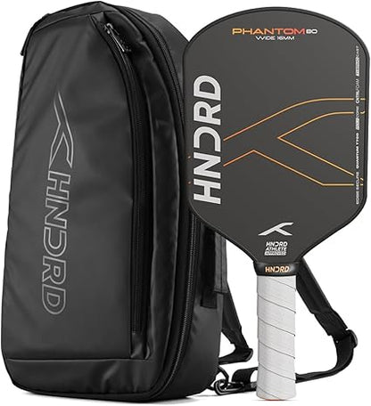 Hundred Phantom 80 Pickleball-Schläger | EXTEND/ WIDE | USA-Zulassung | Japanische Rohkarbonfaser | 16 mm/ 13 mm | Schwarz/Orange | Optimiert für Kontrolle und Spin | Leichter Schläger mit komfortablem Griff