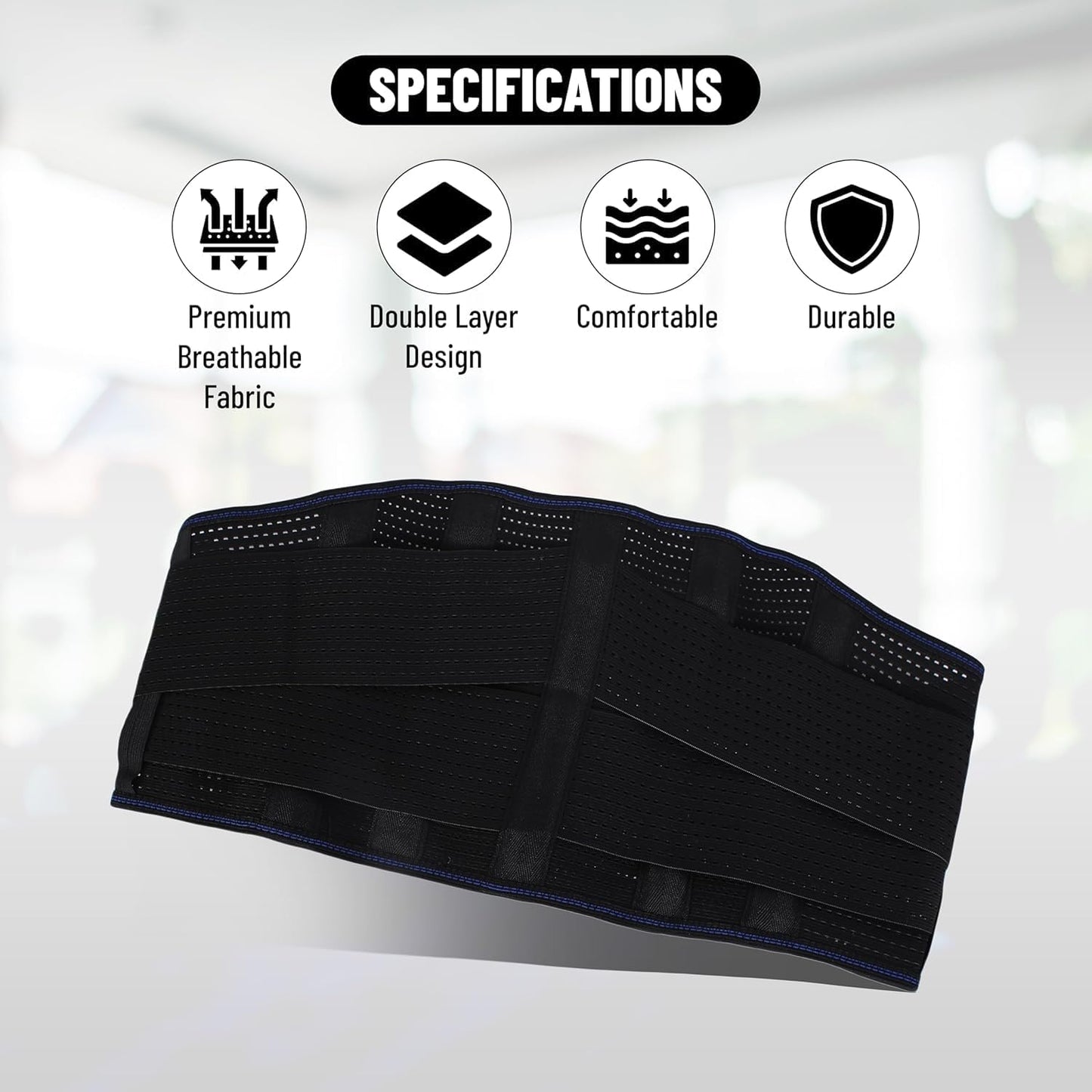 Endless Lendenwirbelgurte zur Linderung von Schmerzen im unteren Rückenbereich mit 6 Stützen | Schwarz | Material: Acrylnitril-Butadien-Styrol | Rückenstützen für Bandscheibenvorfälle, Ischias | Atmungsaktiver Gürtel für Männer/Frauen