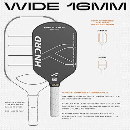 Hundred Phantom 20 Wide Pickleball-Schläger |  |Power Play | Kostenlose Tasche inklusive (Schwarz/Weiß)