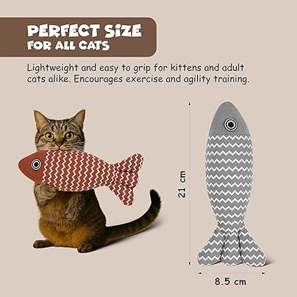 FUNFY Pet Toys für Katzen | 3er-Pack Fisch-Katzenminze-Knitter-Sound, weich und haltbar, interaktiv, Plüsch-Kissen für Wohnungskatzen | Haustier Zahnen, Kauen, Spielen Spielzeug