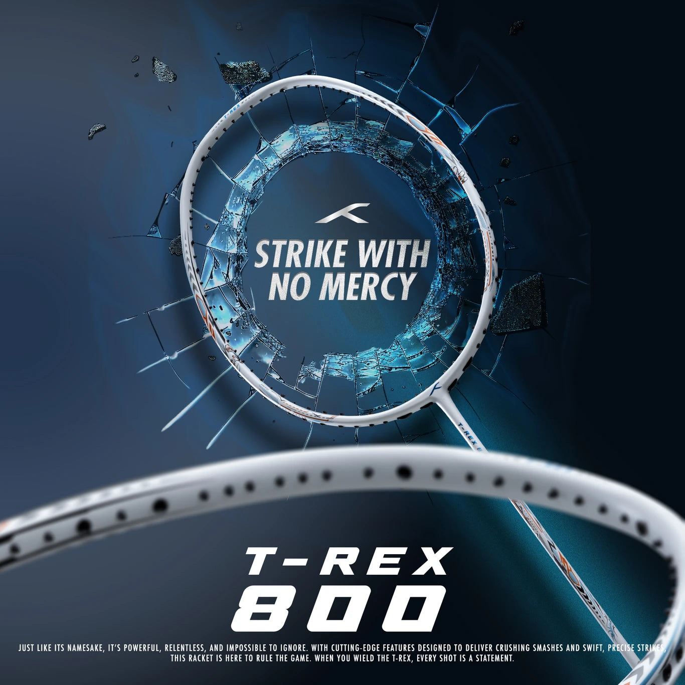 HUNDRED T-REX 800 Badmintonschläger (bespannt) – Weiß | Kraft & Präzision