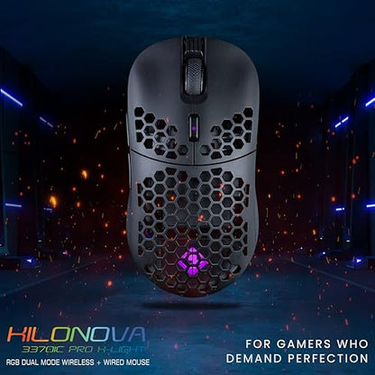 Cosmic Byte Kilonova 3370IC PRO X-Light Wireless Gaming Mouse, 71 Grams Lightweight, Pixart 3370 Sensor, DIY Hot-swappable Switches, 0.8MM PTFE feet (Black)			