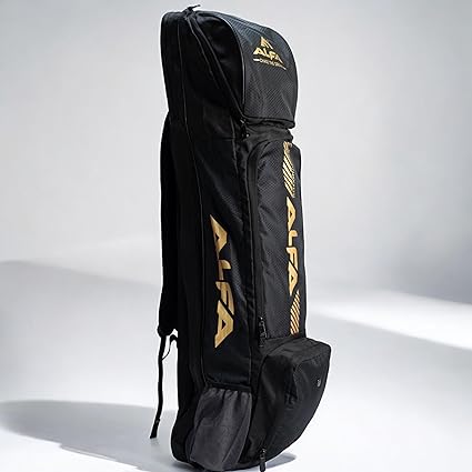 ALFA Jumbo Hockey Stick Cum Kit Bag | Schwarz | Groß | Polyester | Leicht und strapazierfähig | Geräumiges Hauptfach | Belüftete Fronttaschen | Zubehörtasche oben